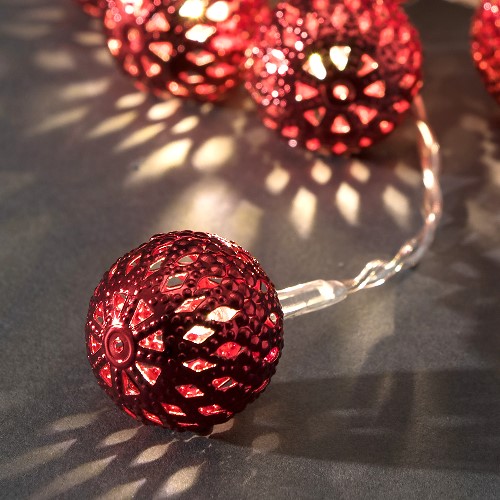 KONSTSMIDE LEDKugelLichterkette 10 rote LEDMetallkugeln warmweiß