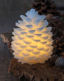 SIRIUS LED-Echtwachs-Tannenzapfen Clara, warmweie LED, Batteriebetrieb mit Timer