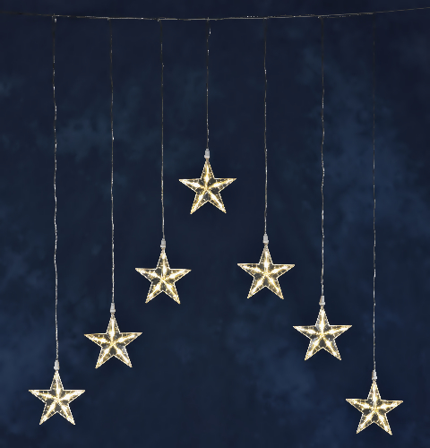 KONSTSMIDE LED-Sternen-Vorhang 7 LED-Sterne warmweiss