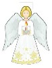STATIX LED-Folien-Fensterbild Weihnachtsengel mit Kerze und Sternen, Angel Candle, gelbe 3D-LED-Kerzenflamme, Batteriebetrieb