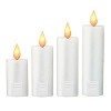 STATIX LED-Folien-Fensterbild Adventskerzen 4er-Set Elfenbein, Hhe 12, 15, 17, 20 cm, Durchmesser 5 cm, gelbe 3D-LED-Kerzenflamme, Batteriebetrieb