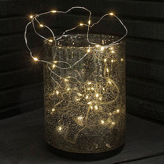 SIRIUS Tropfen-Lichterkette Knirke 40 warmweie LED-Tropfen Metallkabel batteriebetrieben mit Timer