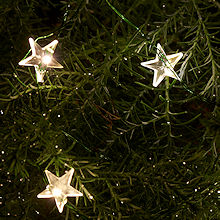 SIRIUS Sternen-Lichterkette Trille 40 warmwei�e LED-Sterne gr�nes Metallkabel, Batteriebetrieb mit Timer