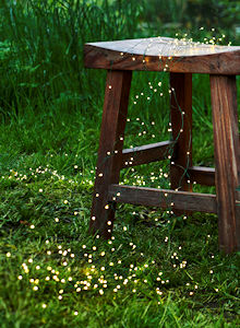 SIRIUS Tropfen-Mehrstrang-Lichterkette Knirke 500 warmweie LED-Tropfen grnes Metallkabel