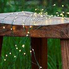 SIRIUS Tropfen-Mehrstrang-Lichterkette Knirke 500 warmweie LED-Tropfen grnes Metallkabel