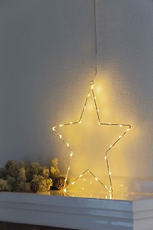 SIRIUS LED-Stern Liva Star Small White 40 warmweie LED-Tropfen batteriebetrieben mit Timer