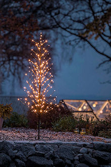 KONSTSMIDE LED-Lichterbaum Glimmer schwarz 150 cm, 240 LED bernsteinfarben, Glimmereffekt