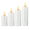 STATIX LED-Folien-Fensterbild Adventskerzen 4er-Set Elfenbein, Hhe 12, 15, 17, 20 cm, Durchmesser 5 cm, gelbe 3D-LED-Kerzenflamme, Batteriebetrieb