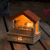 KONSTSMIDE LED-Holzleuchter Marktstand Oranges Giebeldach, 3 warmweie LED, Batteriebetrieb