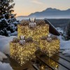 FDL LED Weihnachtsgeschenke 3er-Set, Boxen Acryl 20, 28 und 36 cm, 192  warmwei�e LED mit Glitzer-Effekt