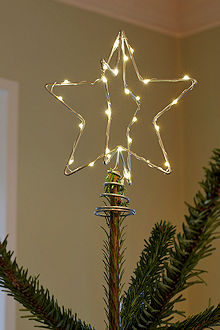 SIRIUS LED-Baumspitze Christmas-Top Star Silver, warmweie LED, Batteriebetrieb, Timer, fernbedienbar