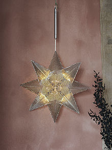 SIRIUS LED-Leuchtstern Lene Metal Star Silver 33 cm, 20 warmweie LED, Batteriebetrieb mit Timer, fernbedienbar