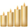 STATIX LED-Folien-Fensterbild Adventskerzen 4er-Set Gold, Hhe 12, 15, 17, 20 cm, Durchmesser 5 cm, gelbe 3D-LED-Kerzenflamme, Batteriebetrieb