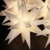 FHS LED-Lichterkette mit 6 weien 3D-Weihnachtssternen 12 cm,  LED warmwei, Kunststoff, Batteriebetrieb, Timer