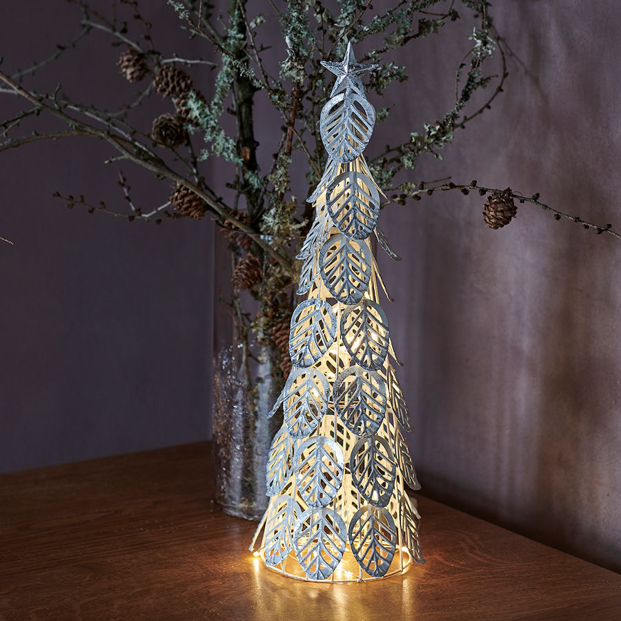 SIRIUS LED-Leuchtbaum Kirstine Tree Silver 43 cm, 15 warmweiße LED,  Batteriebetrieb mit Timer, fernbedienbar