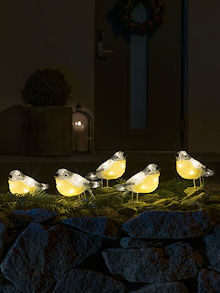 KONSTSMIDE LED-Acryl-V�gel Kohlmeisen 5er-Set warmwei�e LED