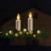 STATIX LED-Folien-Fensterbild Tannenzweig Christmas Branch mit 2 Kerzen, gelbe 3D-LED-Kerzenflamme, Batteriebetrieb