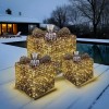 FDL LED Weihnachtsgeschenke 3er-Set, Boxen Acryl 20, 28 und 36 cm, 192  warmweie LED mit Glitzer-Effekt