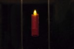 STATIX LED-Folien-Fensterbild Kerze Rot, Hhe 17 cm, Durchmesser 5 cm, gelbe 3D-LED-Kerzenflamme, Batteriebetrieb