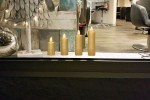STATIX LED-Folien-Fensterbild Adventskerzen 4er-Set Gold, Hhe 12, 15, 17, 20 cm, Durchmesser 5 cm, gelbe 3D-LED-Kerzenflamme, Batteriebetrieb