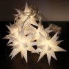 FHS LED-Lichterkette mit 6 weien 3D-Weihnachtssternen 12 cm,  LED warmwei, Kunststoff, Batteriebetrieb, Timer