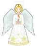 STATIX LED-Folien-Fensterbild Weihnachtsengel mit Kerze und Sternen, Angel Candle, gelbe 3D-LED-Kerzenflamme, Batteriebetrieb