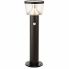  LUMINEO Solar-Sockeleuchte Toronto, HighPower, 600 Lumen, Edelstahl, Bewegungsmelder, 40 SMD-LED Warmwei, 54 cm