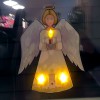 STATIX LED-Folien-Fensterbild Weihnachtsengel mit Kerze und Sternen, Angel Candle, gelbe 3D-LED-Kerzenflamme, Batteriebetrieb