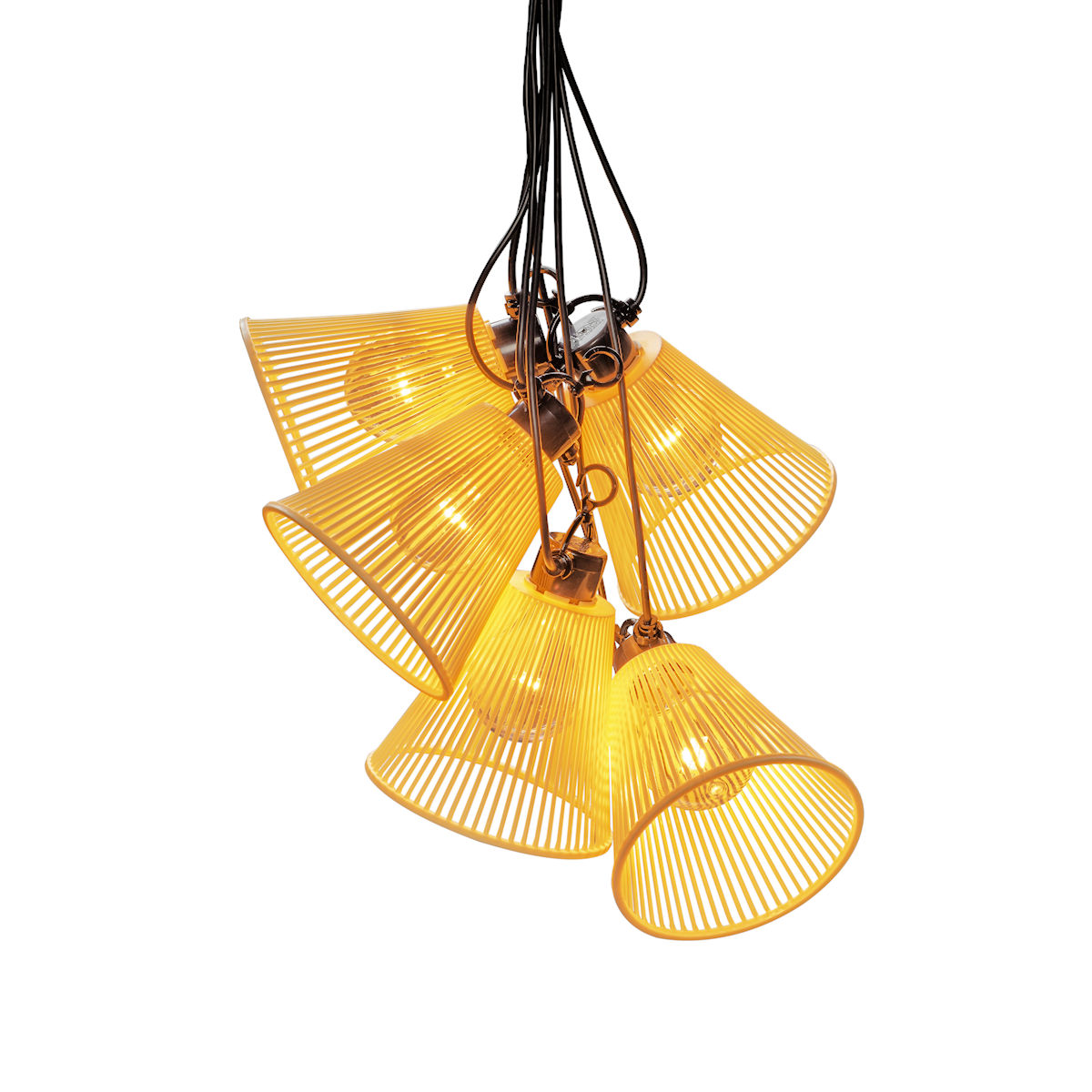 LED-Biergarten-Lichterkette mit 10 gelben Lampenschirmen, Basis-Set 9,15 m,  bernsteinfarben, klassisch warmweiß