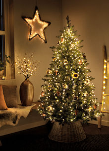 LUMINEO LED-Draht-Baummantel Micro Gr�n, warmwei�e LED-Tropfen