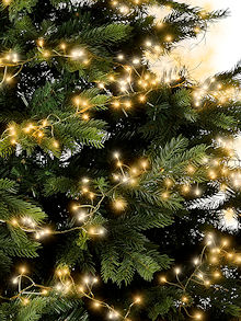 LUMINEO LED-Draht-Clusterkette Twinkle Two-Warm Micro Gold, warmwei�e + klassisch-warmwei�e LED-Tropfen, 8 Lichtfunktionen