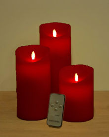 MovinFlame Rot, cm, 23 cm, Höhe 3er-Set 18 12,5 cm FDL Echtwachs, LED-Kerze