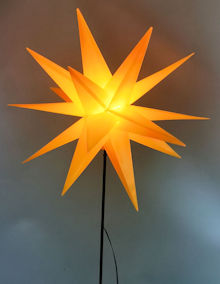 FHS LED-3D-Weihnachtsstern Gelb 58 cm, Standmodell, LED-Birne warmwei�, Kunststoff, Au�en-Betrieb, Timer