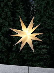 FHS LED-3D-Weihnachtsstern Wei 58cm, Stand- + Hngemodell, LED-Birne warmwei, Kunststoff, Auen-Betrieb, Timer