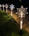 FHS LED-Leuchtstäbe Sterne 5er-Set, 36,5 cm, 15 LED warmweiß, Outdoor-Batteriebetrieb, Timer