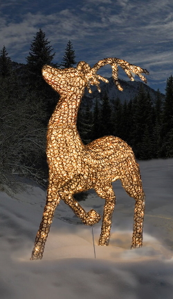 FDL 3D-LED-Acryl-Schmuckfiguren Rentiere warmwei�e LED Glitzereffekt Twinkle