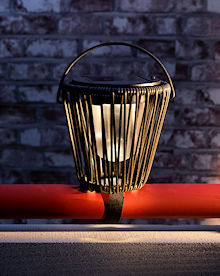 LUMINEO Solar-Balkonleuchte und Hngeleuchte Konus Anthrazit 15 cm, Rattan-Optik, warmwei