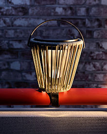 LUMINEO Solar-Balkonleuchte und H�ngeleuchte Konus Grau 15 cm, Rattan-Optik, warmwei�