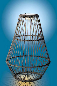 LUMINEO Solar-Bodenleuchte Rhombus Grau 54,5 cm, Rattan-Optik, warmwei�