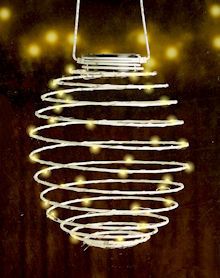LUMINEO Solar-Hngelaterne Metalldraht-Spirale 2er-Set wei, je 45 warmweie LED-Tropfen