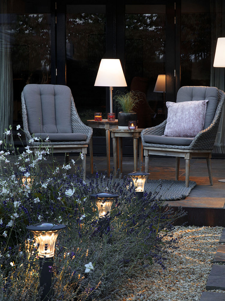 LUMINEO Solar-Stehleuchte Loungeleuchte Rumors, 158 cm, Metall, warmweiß