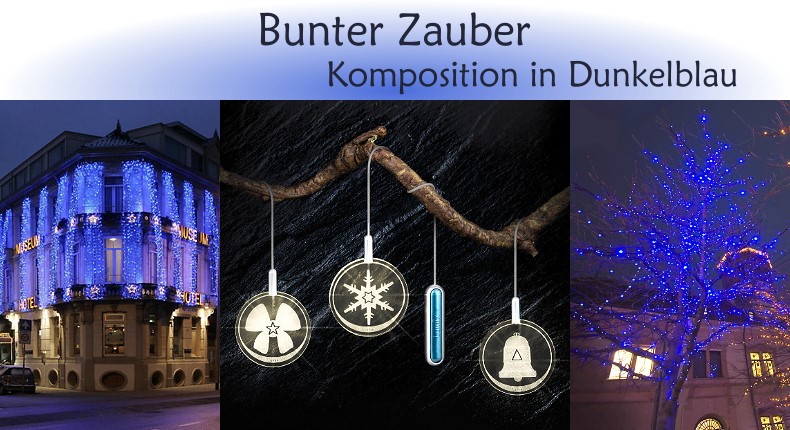 Weihnachtsbeleuchtung Trend: Bunter Zauber - Komposition in Dunkelblau