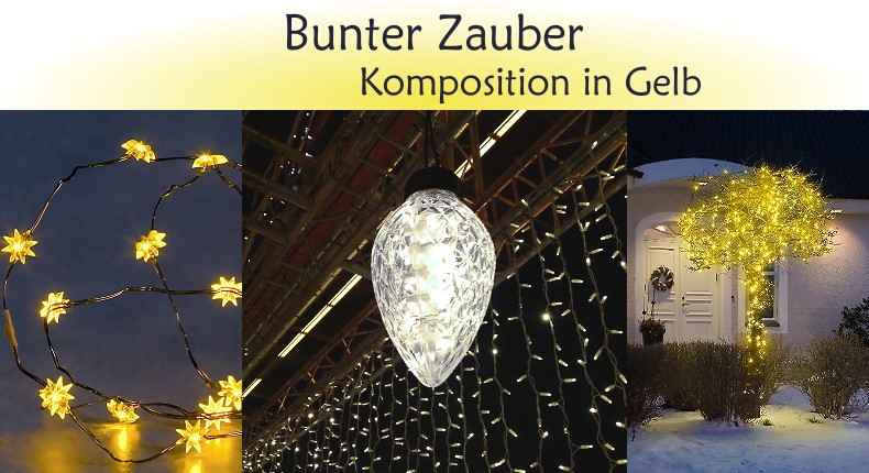 Weihnachtsbeleuchtung Trend: Bunter Zauber - Komposition in Gelb