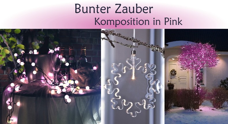 Weihnachtsbeleuchtung Trend: Bunter Zauber - Komposition in Pink