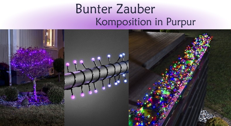 Weihnachtsbeleuchtung Trend: Bunter Zauber - Komposition in Purpur