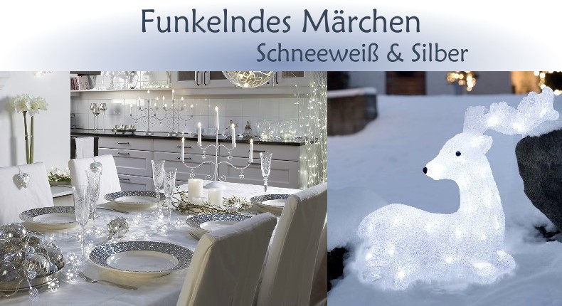 Weihnachtsbeleuchtung Trend: Funkelndes Mrchen - Schneewei & Silber