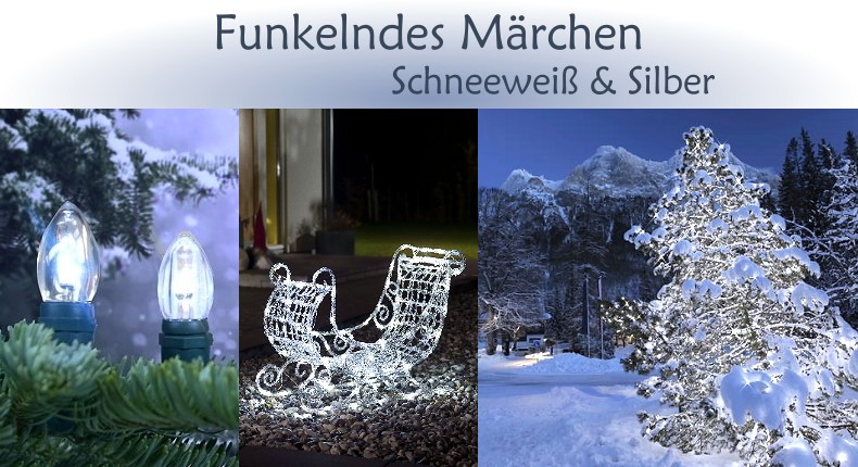 Weihnachtsbeleuchtung Trend: Funkelndes Mrchen - Schneewei & Silber