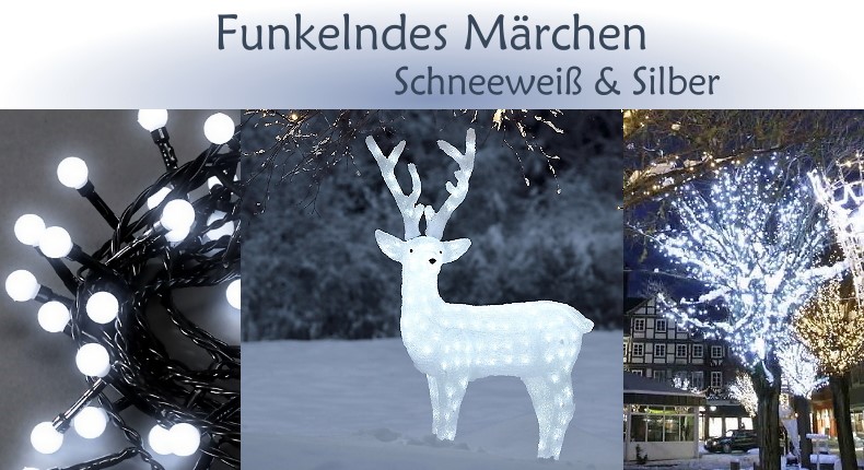 Weihnachtsbeleuchtung Trend: Funkelndes Mrchen - Schneewei & Silber