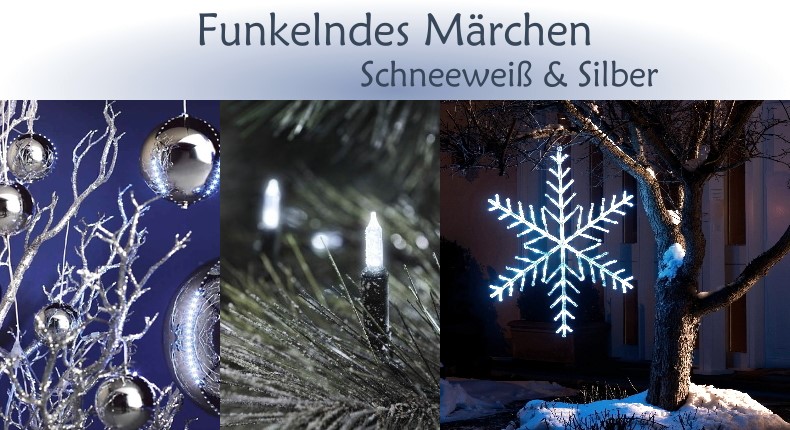 Weihnachtsbeleuchtung Trend: Funkelndes Mrchen - Schneewei & Silber