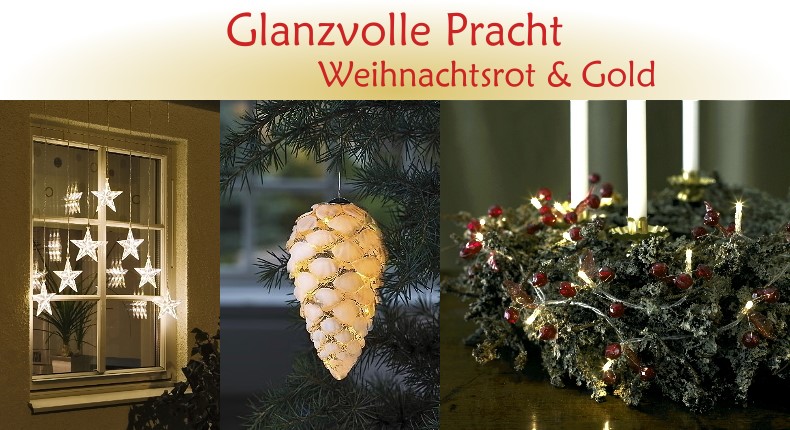 Weihnachtsbeleuchtung Trend: Glanzvolle Pracht - Weihnachtsrot & Gold Weihnachtsbeleuchtung Trend: Glanzvolle Pracht - Weihnachtsrot & Gold